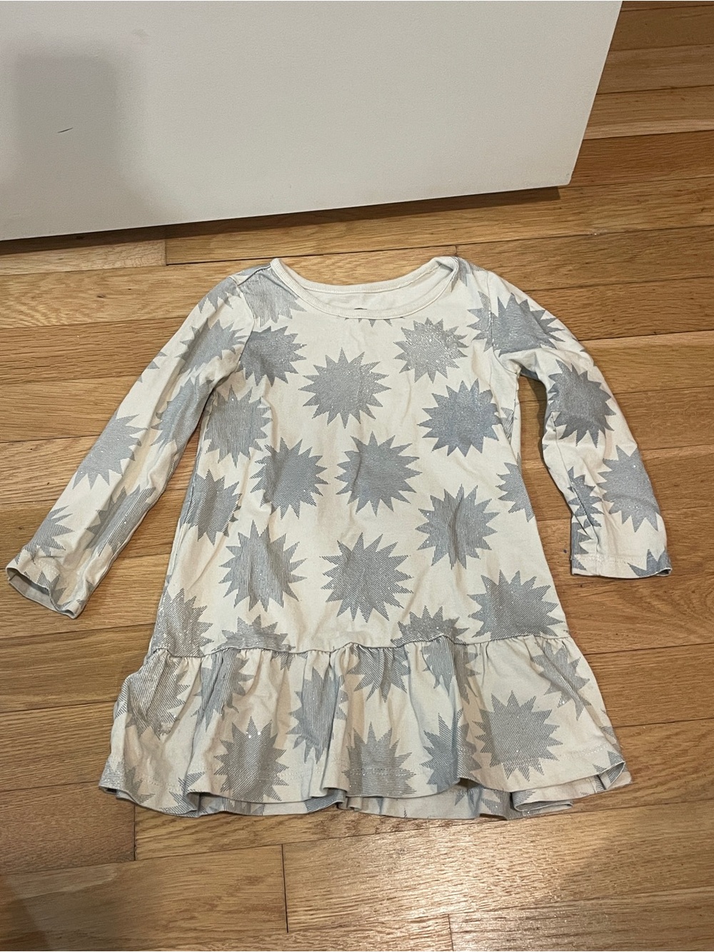 Girls' Tea brand Cream Dress with Silver Starburst Print